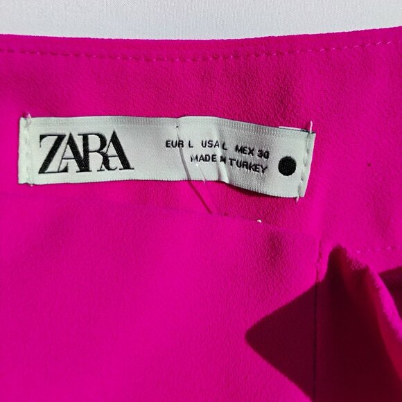 ZARA Hot Pink High-Waisted Wide Leg Trousers – Size L - Picture 4 of 4